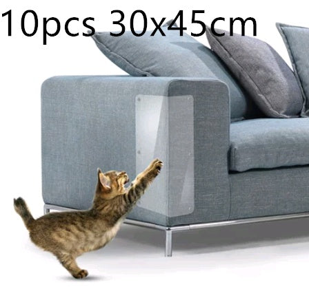 Bluey's Clear Sofa Scratch Shields clear adhesive panel on upholstered furniture