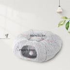 Bluey's Plush Cat Tunnel Bed folded into a compact round cat nest
