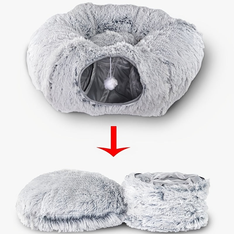 Bluey's Plush Cat Tunnel Bed with soft tunnel opening for cats